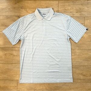 Oxford Polo Golf Shirt Sz XL Blue Striped Dri Fit Breathable Short Sleeve Preppy